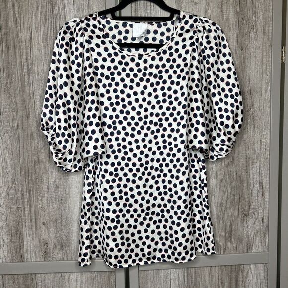Hi There from Karen Walker Top Satin Polka Dot Balloon Sleeves Size 2 - Picture 1 of 5